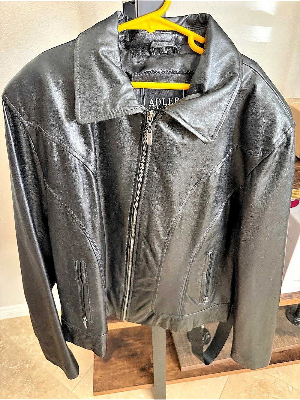 Adler Collection Black Leather-Style Jacket